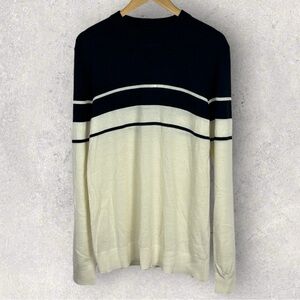 Samsoe Wool Blend Navy Blue White Sweater Mens Size Medium Colorblock Knit M NWT